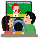 野球観戦をするイラスト